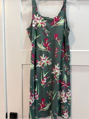 Columbia Green Midi Dress with Pink & White Floral Print